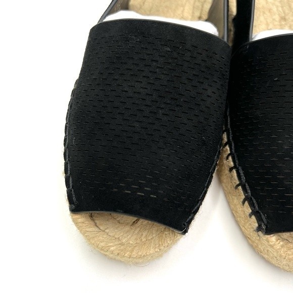 French Connection Women's Lucya‎ Black Leather Peep Toe Espadrille Sandals Shoes - Picture 4 of 16